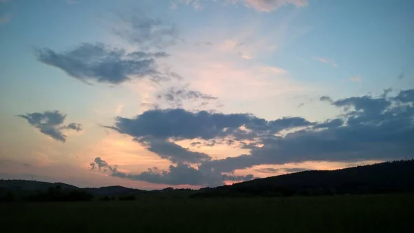 Piękny Krajobraz Podczas Wschodu Lub Zachodu Słońca Słowacja — Zdjęcie stockowe
