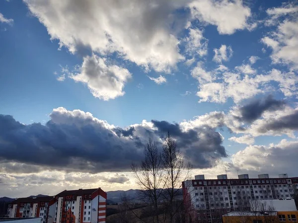 Lever Coucher Soleil Sur Les Bâtiments Ville Slovaquie — Photo