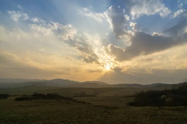 Coucher Lever Soleil Avec Des Nuages Colorés Slovaquie — Photo