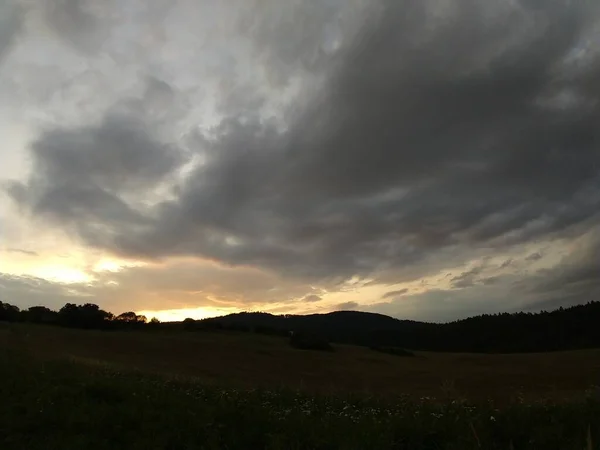 Sunset Sunrise Colorful Clouds Slovakia — Stock fotografie