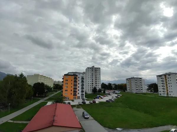 Lever Coucher Soleil Sur Les Bâtiments Ville Zilina Slovaquie — Photo