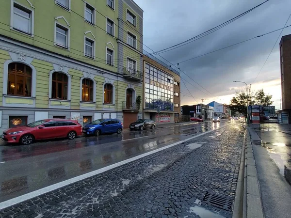 Pôr Sol Sobre Cidade Europeia — Fotografia de Stock