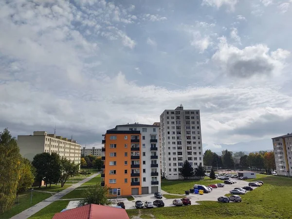 Lever Coucher Soleil Sur Les Bâtiments Ville Zilina Slovaquie — Photo