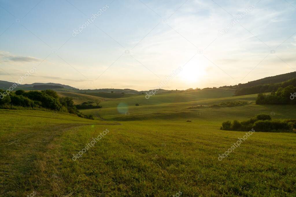 beautiful view of the field at sunset