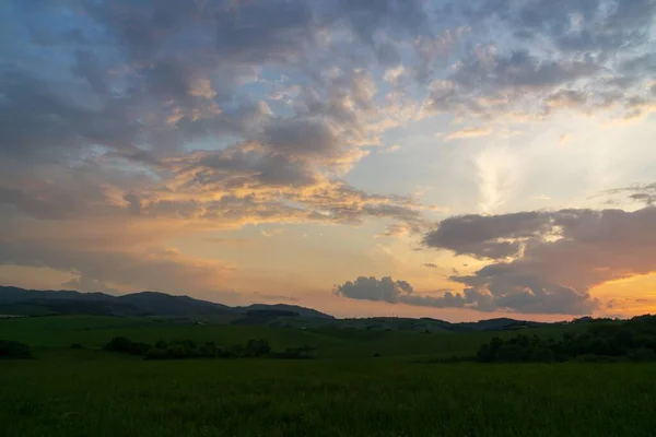 Coucher Lever Soleil Avec Des Nuages Colorés Slovaquie — Photo