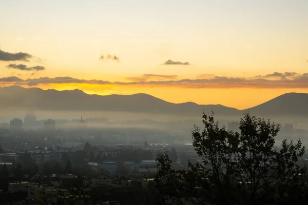 Nascer Sol Pôr Sol Edifícios Eslováquia — Fotografia de Stock