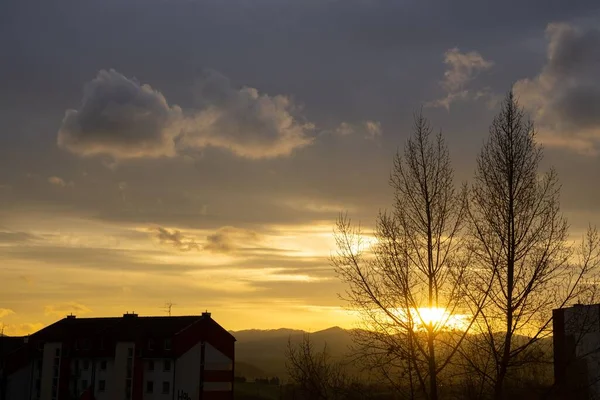 Alba Tramonto Sugli Edifici Della Città Slovacchia — Foto Stock