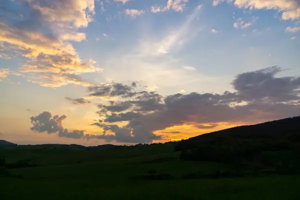 Coucher Lever Soleil Avec Des Nuages Colorés Slovaquie — Photo