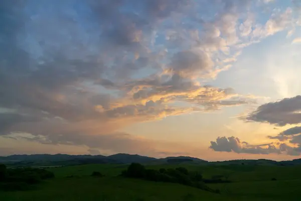 Coucher Lever Soleil Avec Des Nuages Colorés Slovaquie — Photo