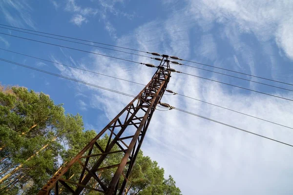 Elektrický Pylon Dráty Terénu — Stock fotografie