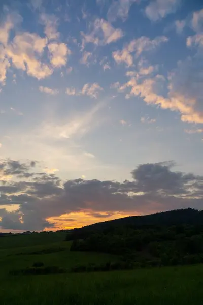 Coucher Lever Soleil Avec Des Nuages Colorés Slovaquie — Photo