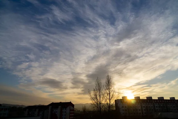 Nascer Sol Pôr Sol Sobre Paisagem Eslováquia — Fotografia de Stock
