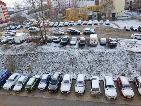 Estacionamento Carros Estacionados Rua — Fotografia de Stock