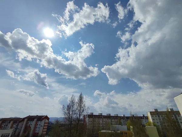 Nascer Pôr Sol Sobre Edifícios Cidade Zilina Eslováquia — Fotografia de Stock