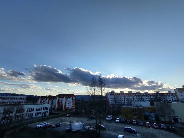 Východ Západ Slunce Nad Budovami Žilině Slovensko — Stock fotografie