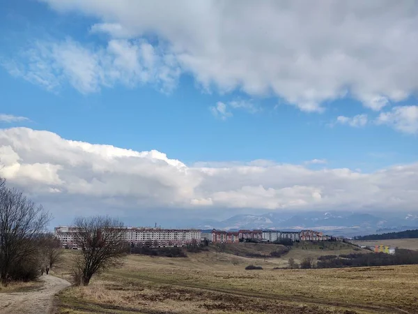 Východ Západ Slunce Nad Budovami Městě Žilina Slovensko — Stock fotografie