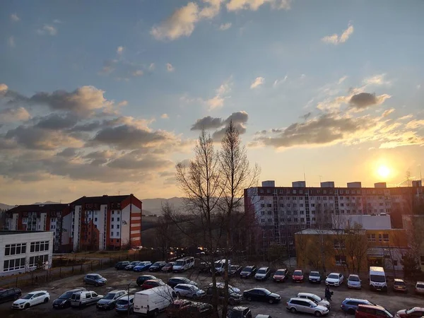Sunrise Sunset Buildings Zilina City Slovakia — Stock Photo, Image