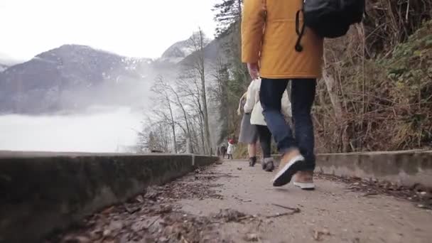 Hallstatt Lake. espléndida mañana viev de Hallstatt pueblo — Vídeos de Stock