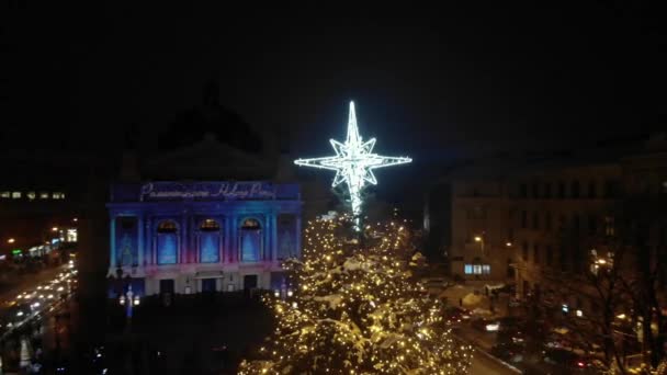 Christmas decorations. Strings of lights umbrella — Stock Video