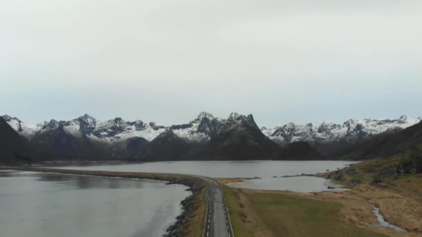 Nature of Norway. Flying over norwegian fjord — Stock Video