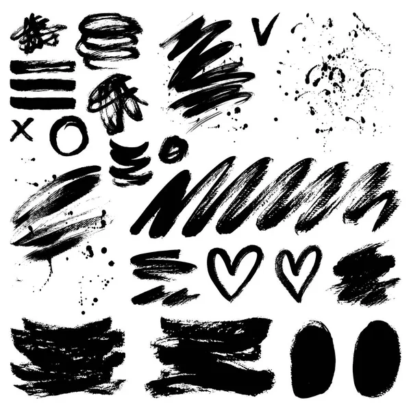 Ink and paint textures set. — Stock Vector