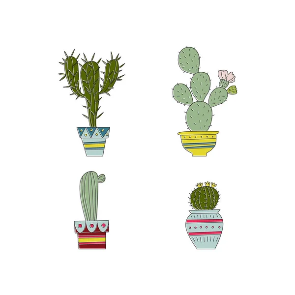 Hand drawn cactuses — Stock Vector