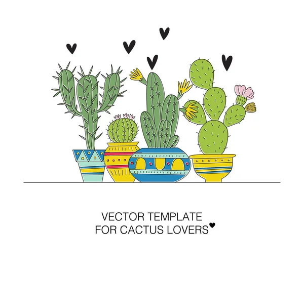 Illustrazione di cactus disegnati a mano . — Vettoriale Stock