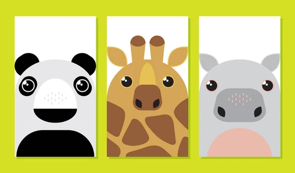 Dibujos animados animales conjunto — Vector de stock