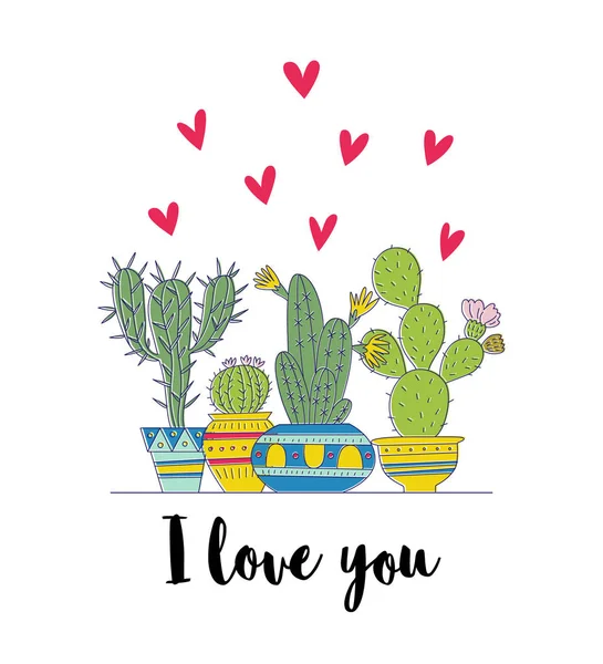 Illustrazione di bei cactus . — Vettoriale Stock