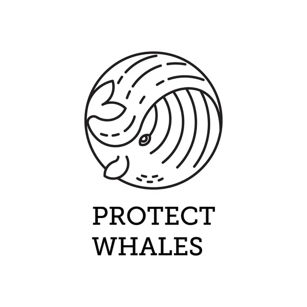 Logo de protección de ballenas . — Archivo Imágenes Vectoriales