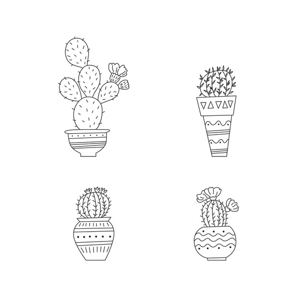 Conjunto de cactos dibujados a mano — Vector de stock