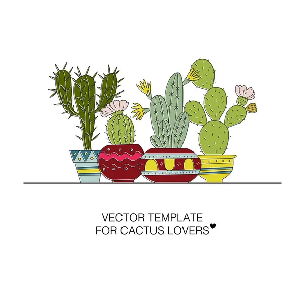 Illustrazione di cactus disegnati a mano — Vettoriale Stock