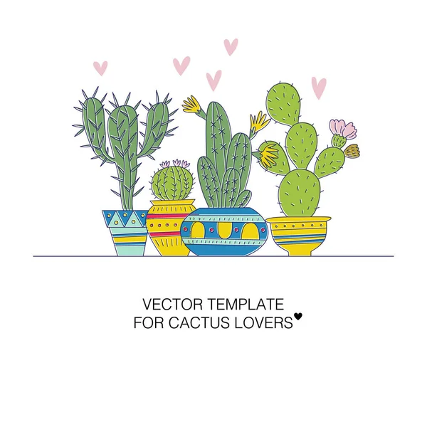 Illustrazione di cactus disegnati a mano . — Vettoriale Stock