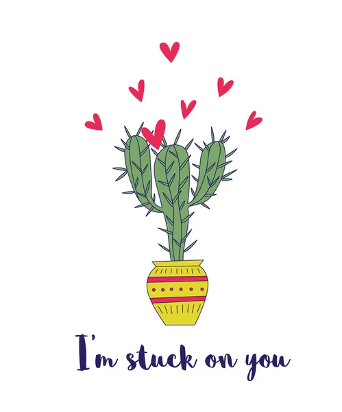 Valentine's day card with cactus — Stock Vector