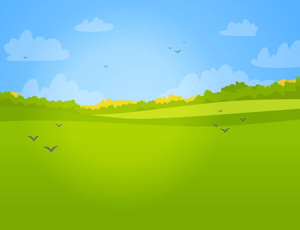  illustration of a green bright meadow. 
