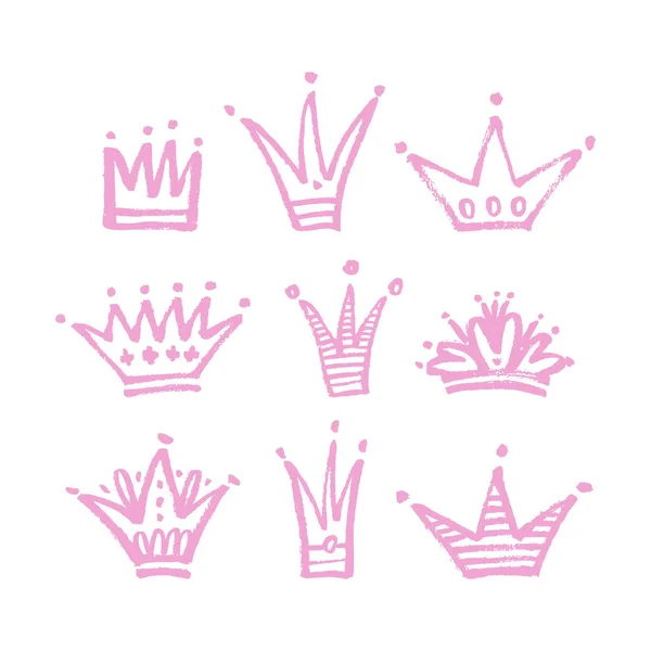 Set of hand drawn crowns. — Stock Vector