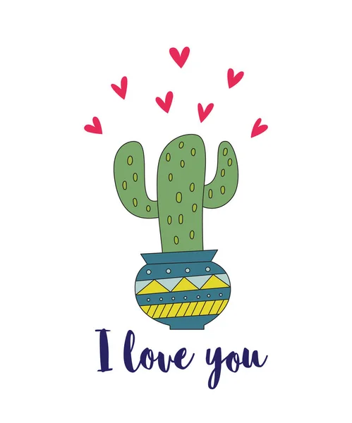 Valentine's day card with cactus — Stock Vector