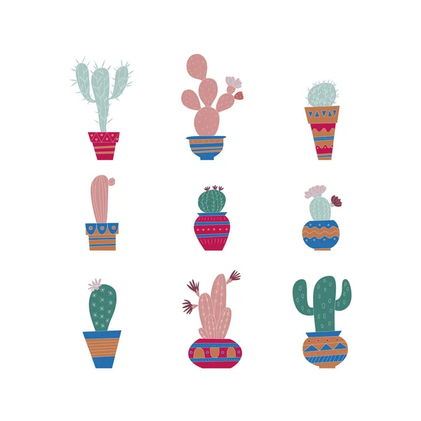 Hand drawn cactuses — Stock Vector