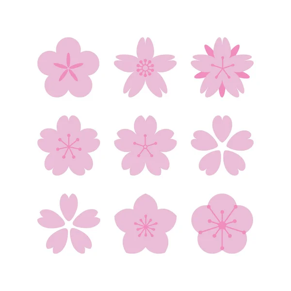 Conjunto de flores Sakura — Vetor de Stock