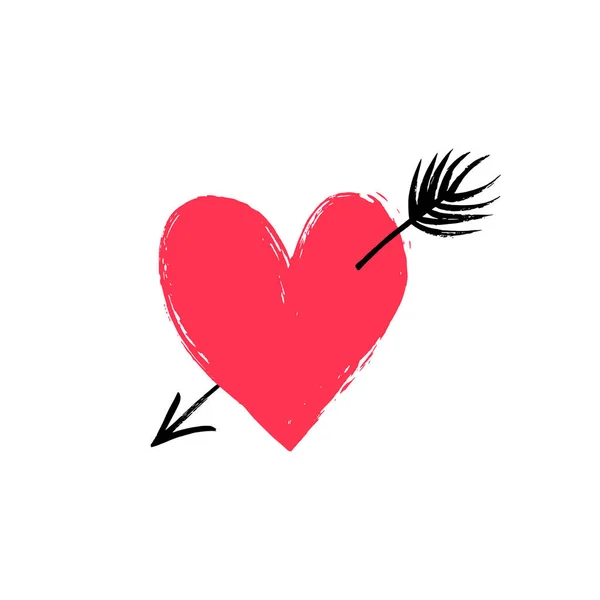 Corazón dibujado a mano con flecha — Vector de stock