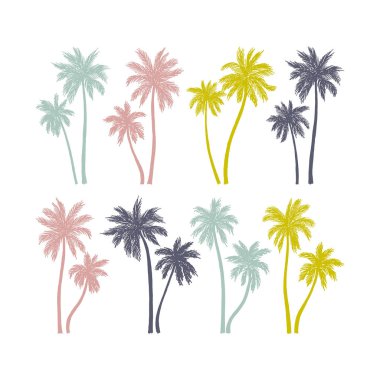 Set of Hand drawn palm trees clipart