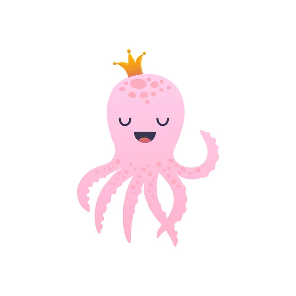 Adorable pink octopus character — Stock Vector