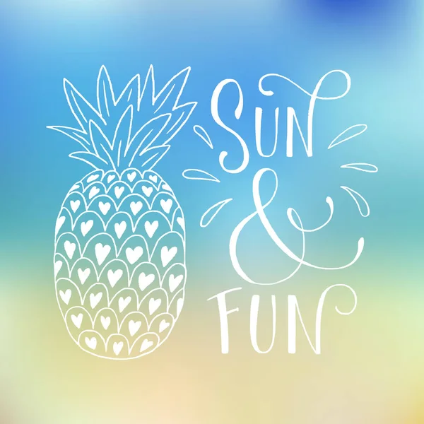 Sun and fun lettering — Stock Vector