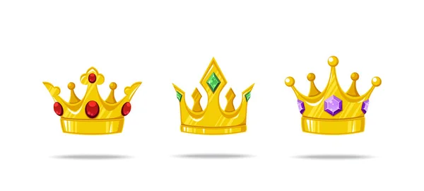 Set of  crowns with gems — Stock Vector