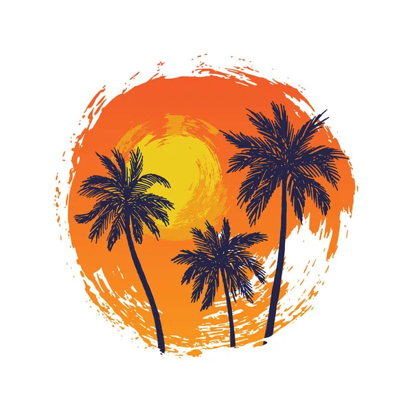 Paisaje tropical con palmeras — Vector de stock