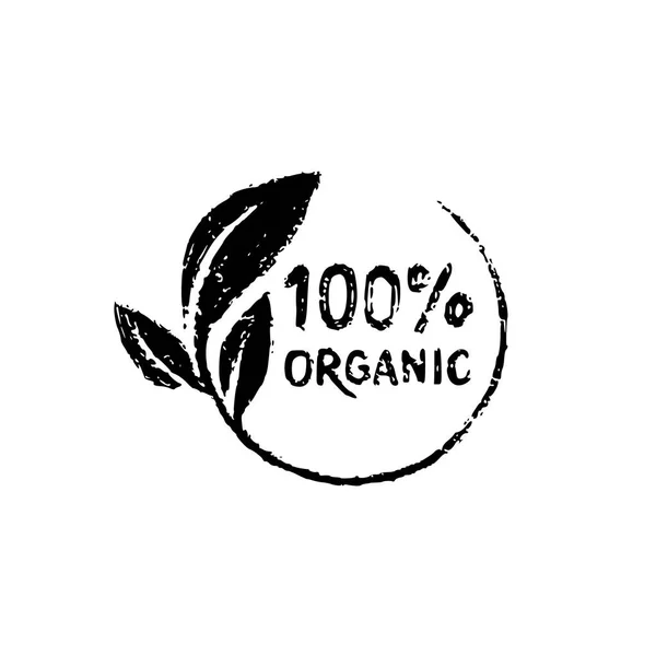 100% organic  logo design — Stock Vector