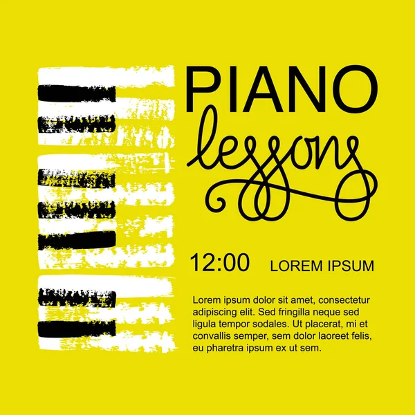 Cours de piano logo design — Image vectorielle