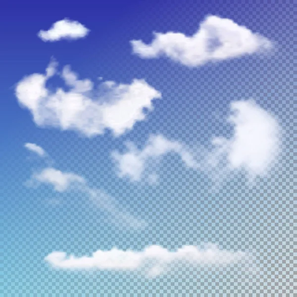 Realistic clouds on transparent — Stock Vector