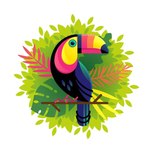 Toucan bird on branch — Stock Vector