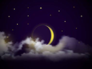  gerçekçi gece gökyüzü moon ile